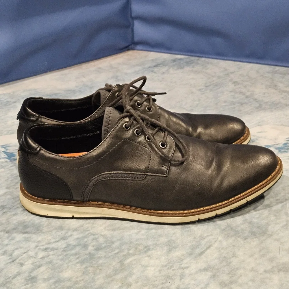 Men's Black Lace Up Dress Shoes Size 11.5 Casual Oxford Comfort Work Office